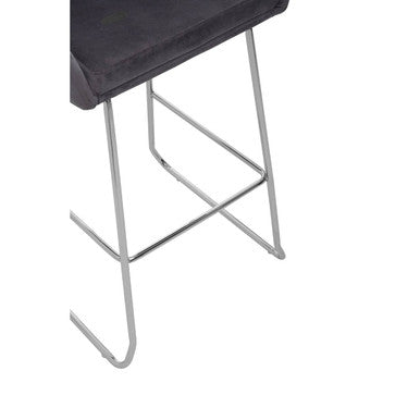 Grey Velvet Bar Chair with Low Arms
