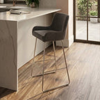 Grey Velvet Bar Chair with Low Arms