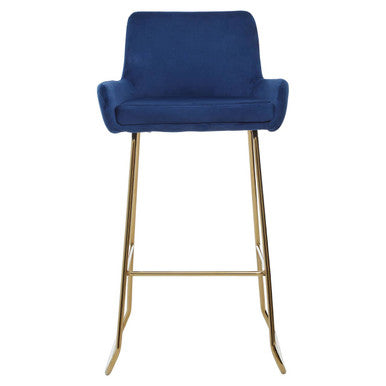 Blue Velvet Bar Chair with Low Arms