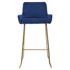 Blue Velvet Bar Chair with Low Arms