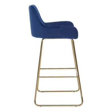 Blue Velvet Bar Chair with Low Arms