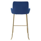 Blue Velvet Bar Chair with Low Arms