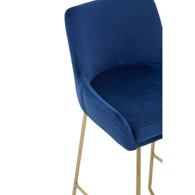 Blue Velvet Bar Chair with Low Arms