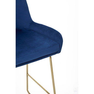 Blue Velvet Bar Chair with Low Arms
