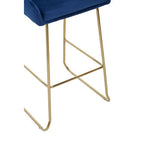 Blue Velvet Bar Chair with Low Arms
