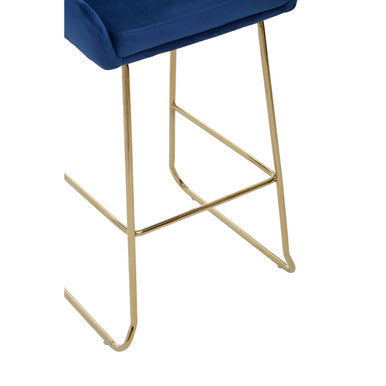 Blue Velvet Bar Chair with Low Arms
