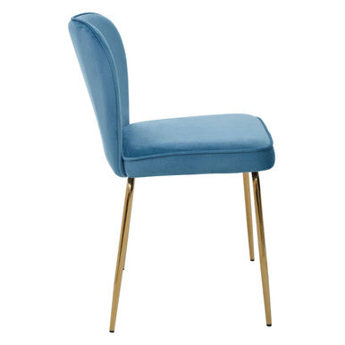 Blue Velvet Curved Back Dining Chair