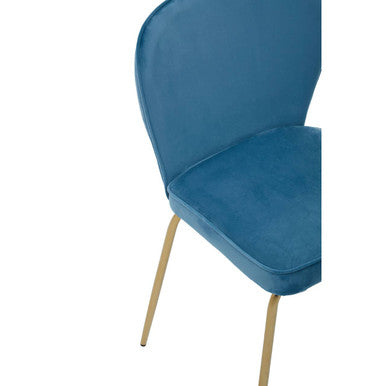 Blue Velvet Curved Back Dining Chair