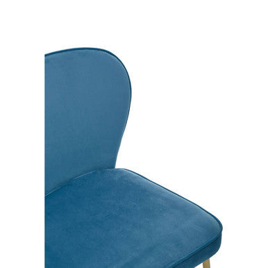 Blue Velvet Curved Back Dining Chair