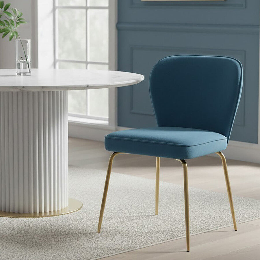 Blue Velvet Curved Back Dining Chair