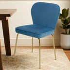 Blue Velvet Curved Back Dining Chair