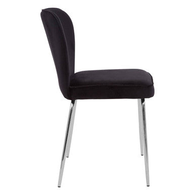 Curved Black Chrome Finish Dining Chair