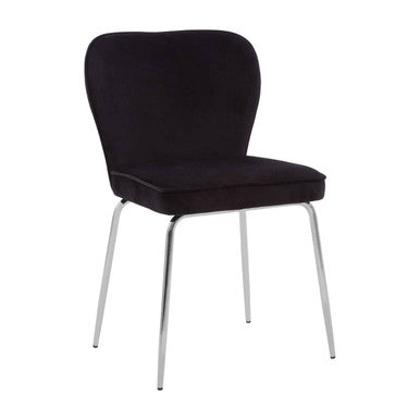 Curved Black Chrome Finish Dining Chair