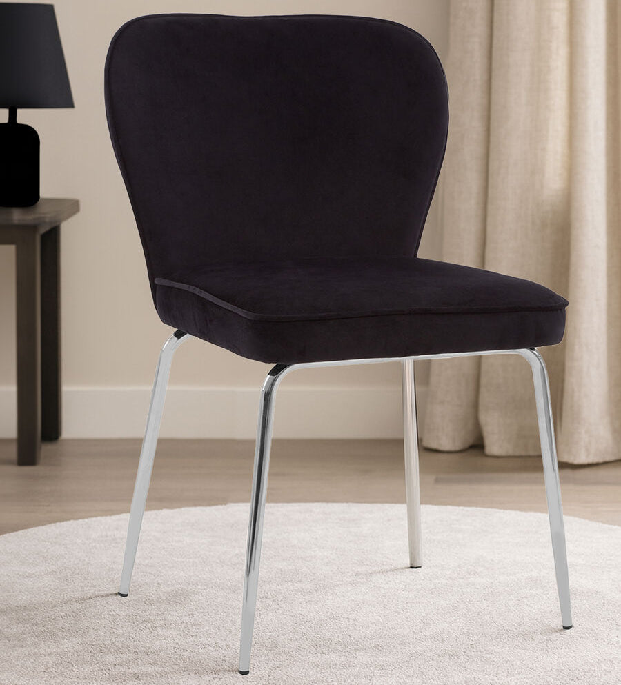 Curved Black Chrome Finish Dining Chair