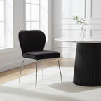 Curved Black Chrome Finish Dining Chair