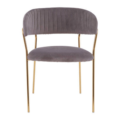 Mink Velvet Channel Tufted Dining Chair