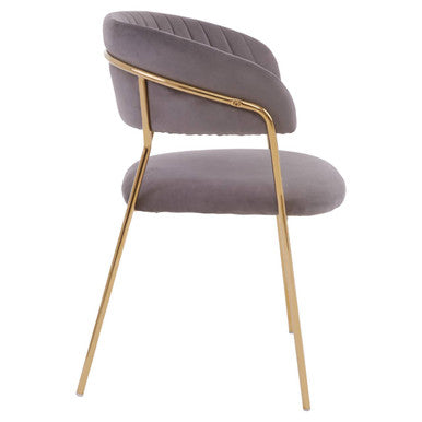 Mink Velvet Channel Tufted Dining Chair