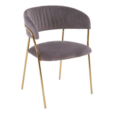 Mink Velvet Channel Tufted Dining Chair