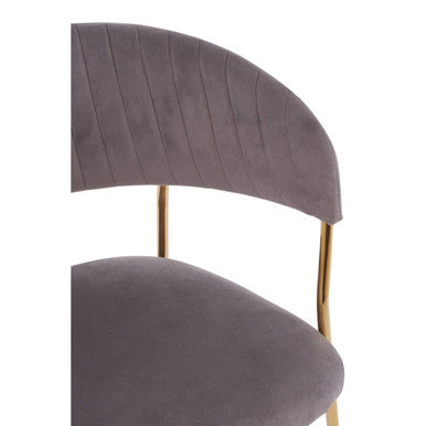 Mink Velvet Channel Tufted Dining Chair