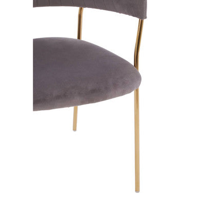 Mink Velvet Channel Tufted Dining Chair