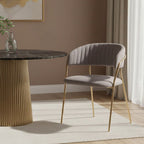 Mink Velvet Channel Tufted Dining Chair