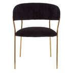 Black Velvet Channel Tufted Dining Chair with Gold Finish Legs