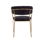 Black Velvet Channel Tufted Dining Chair with Gold Finish Legs