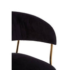 Black Velvet Channel Tufted Dining Chair with Gold Finish Legs