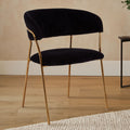 Black Velvet Channel Tufted Dining Chair with Gold Finish Legs