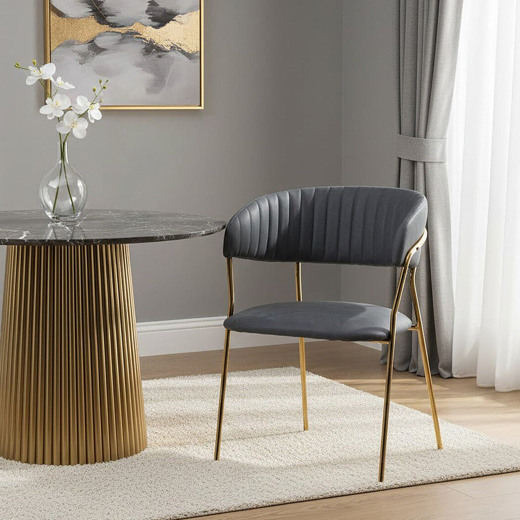 Dark Grey Faux Leather Dining Chair