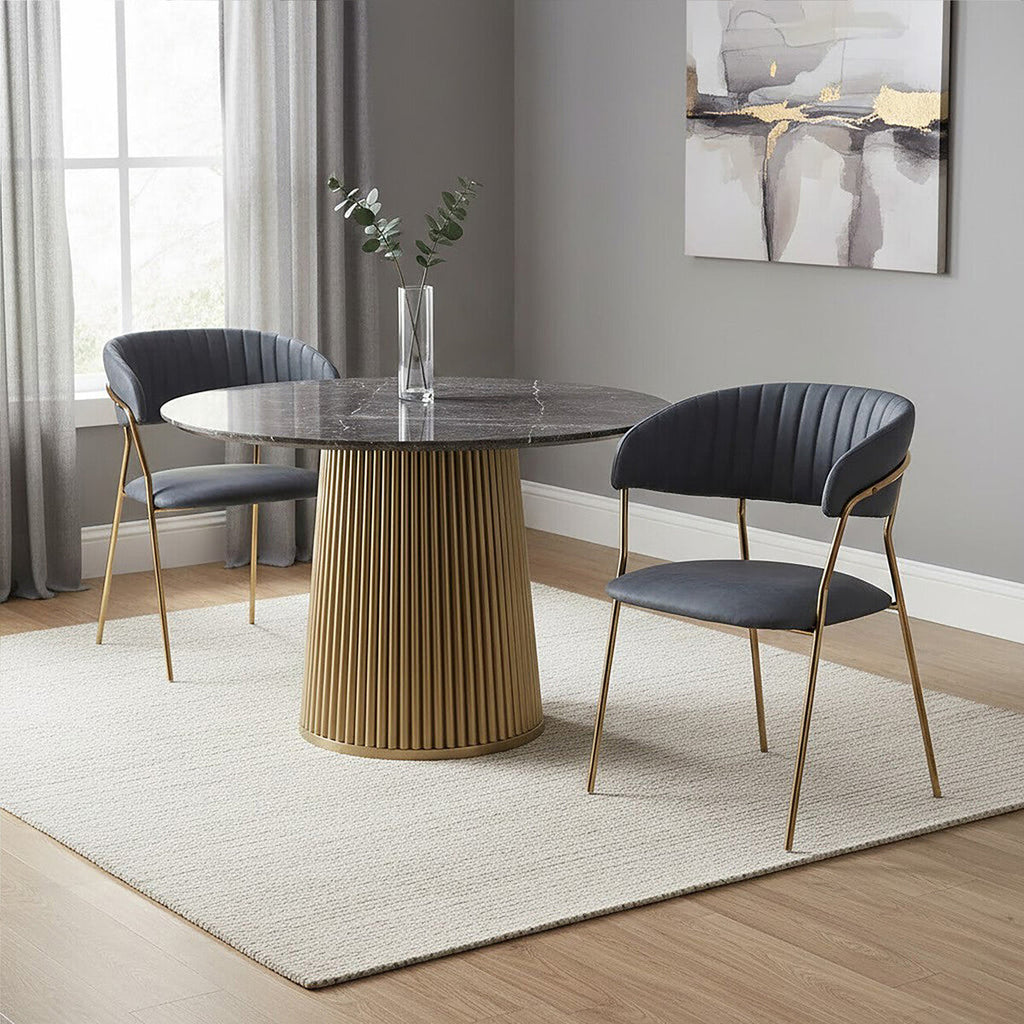 Dark Grey Faux Leather Dining Chair