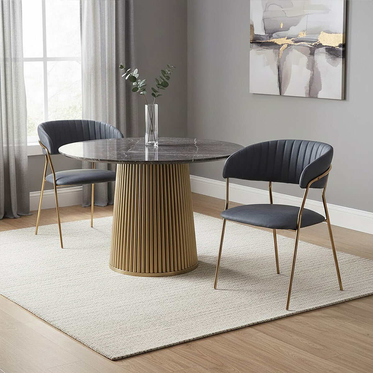 Dark Grey Faux Leather Dining Chair