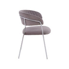 Mink Velvet Channel Tufted and Chrome Finish Dining Chair