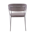 Mink Velvet Channel Tufted and Chrome Finish Dining Chair