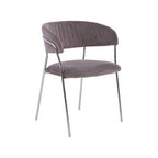 Mink Velvet Channel Tufted and Chrome Finish Dining Chair