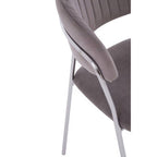 Mink Velvet Channel Tufted and Chrome Finish Dining Chair