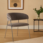 Mink Velvet Channel Tufted and Chrome Finish Dining Chair