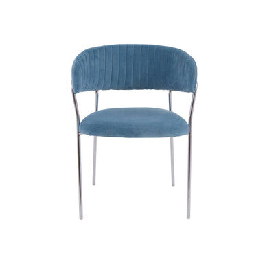 Blue Channel Chrome Finish Dining Chair