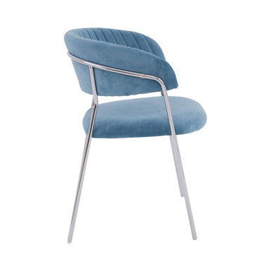 Blue Channel Chrome Finish Dining Chair