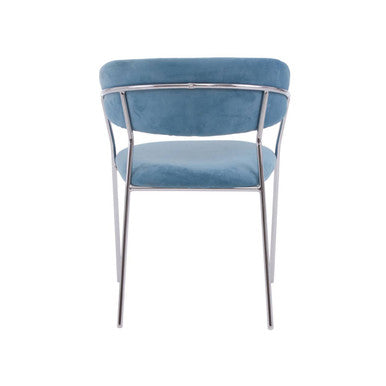 Blue Channel Chrome Finish Dining Chair