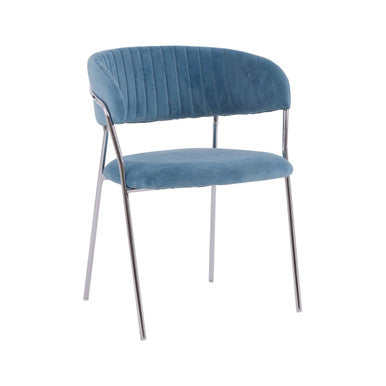 Blue Channel Chrome Finish Dining Chair