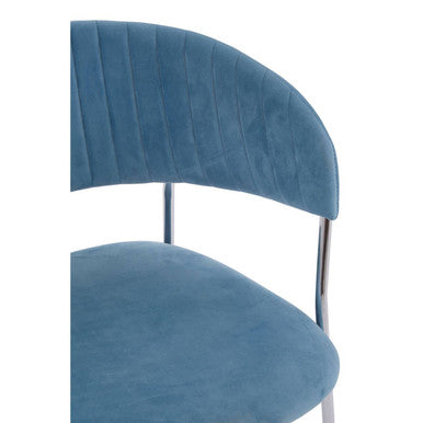 Blue Channel Chrome Finish Dining Chair