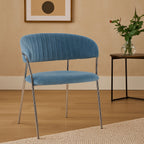 Blue Channel Chrome Finish Dining Chair