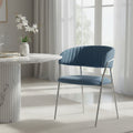 Blue Channel Chrome Finish Dining Chair