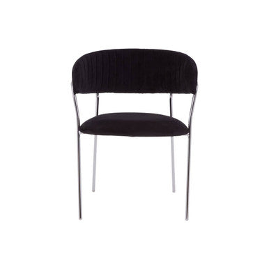 Black Velvet Channel Tufted Dining Chair