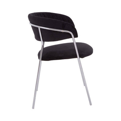Black Velvet Channel Tufted Dining Chair
