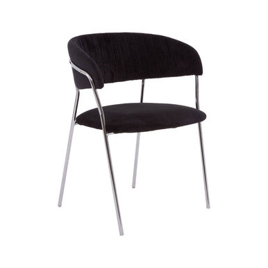 Black Velvet Channel Tufted Dining Chair