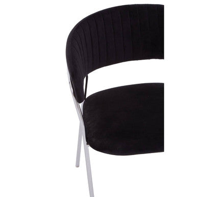 Black Velvet Channel Tufted Dining Chair