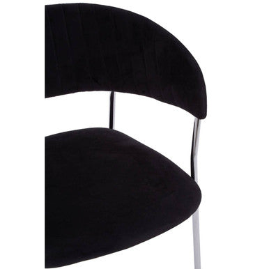Black Velvet Channel Tufted Dining Chair