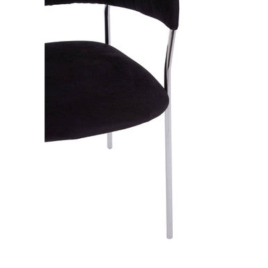 Black Velvet Channel Tufted Dining Chair